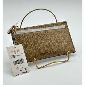 Michael Kors Jet Set Husk Small Pebble Leather Zip Key Card Case 32F5GJ6D8L NWT